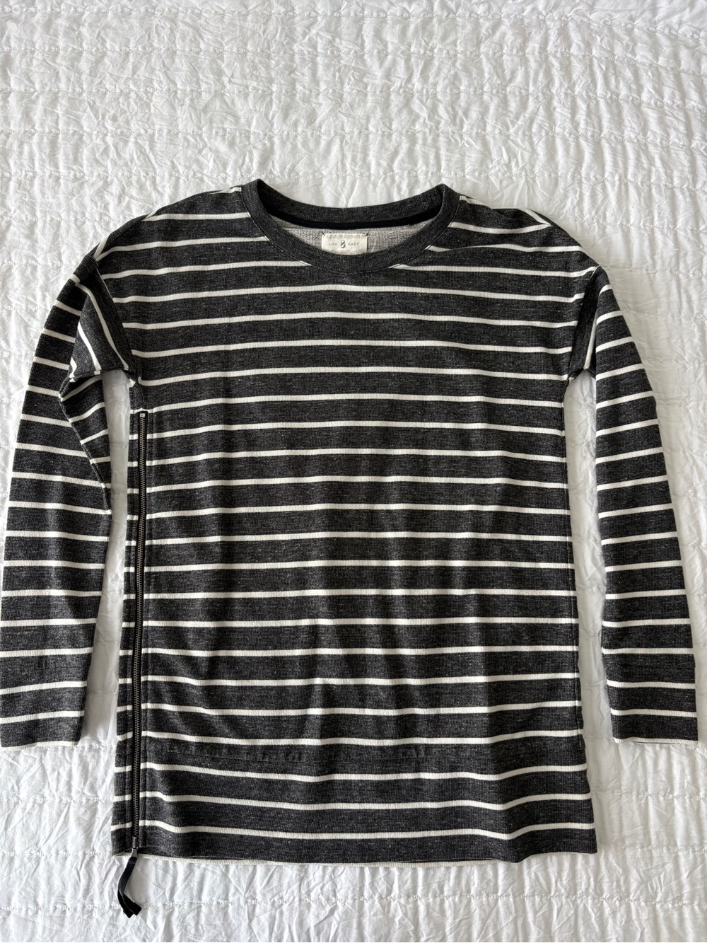Lou & Grey Black and White Striped Long Sleeve Crew